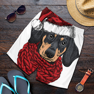 Christmas Santa Dachshund Print Men's Shorts