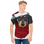 Christmas Santa Dachshund Print Men's T-Shirt