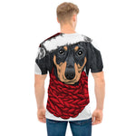 Christmas Santa Dachshund Print Men's T-Shirt