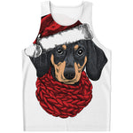 Christmas Santa Dachshund Print Men's Tank Top