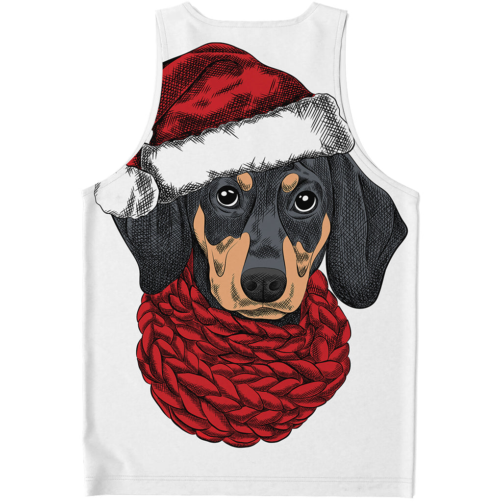 Christmas Santa Dachshund Print Men's Tank Top