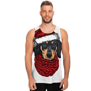 Christmas Santa Dachshund Print Men's Tank Top