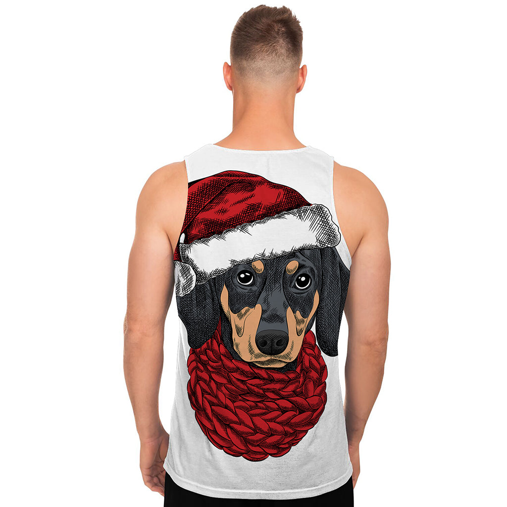 Christmas Santa Dachshund Print Men's Tank Top