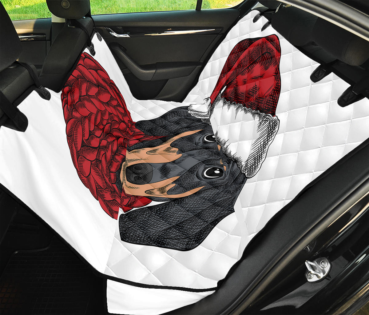 Christmas Santa Dachshund Print Pet Car Back Seat Cover