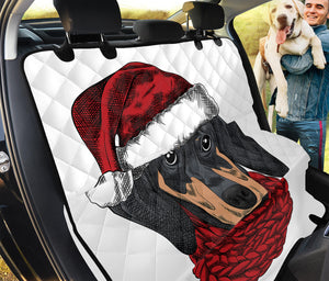 Christmas Santa Dachshund Print Pet Car Back Seat Cover