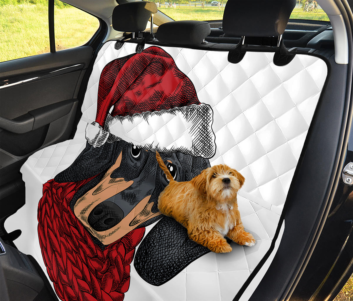 Christmas Santa Dachshund Print Pet Car Back Seat Cover