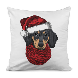 Christmas Santa Dachshund Print Pillow Cover