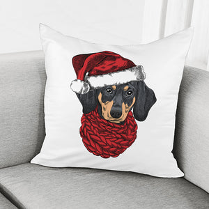 Christmas Santa Dachshund Print Pillow Cover