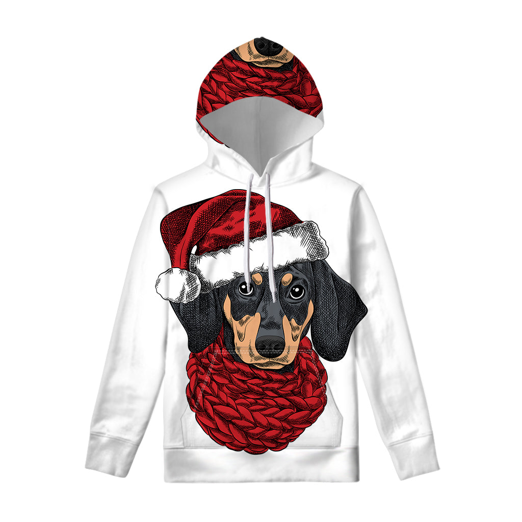 Christmas Santa Dachshund Print Pullover Hoodie