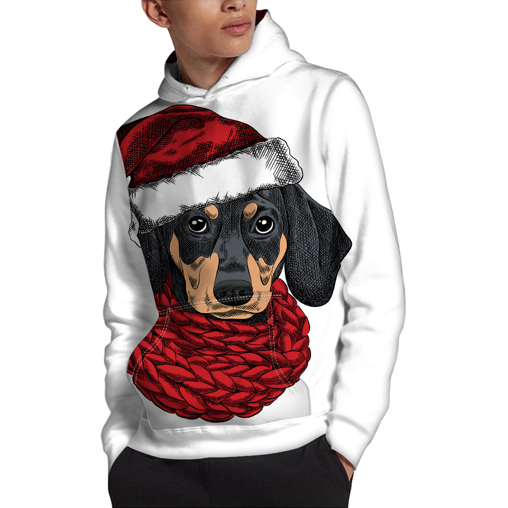 Christmas Santa Dachshund Print Pullover Hoodie