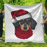 Christmas Santa Dachshund Print Quilt