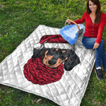 Christmas Santa Dachshund Print Quilt