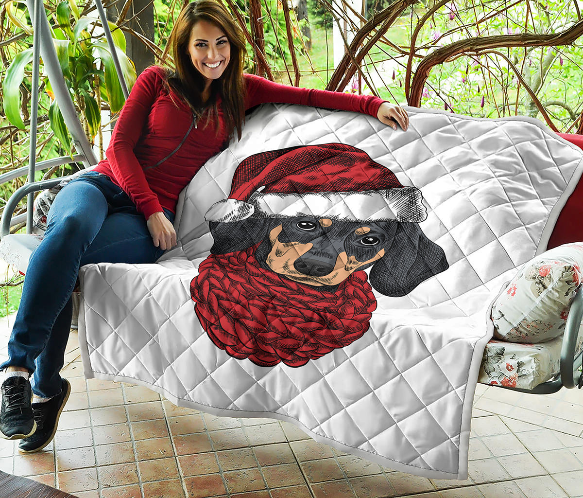 Christmas Santa Dachshund Print Quilt