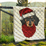 Christmas Santa Dachshund Print Quilt