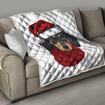 Christmas Santa Dachshund Print Quilt