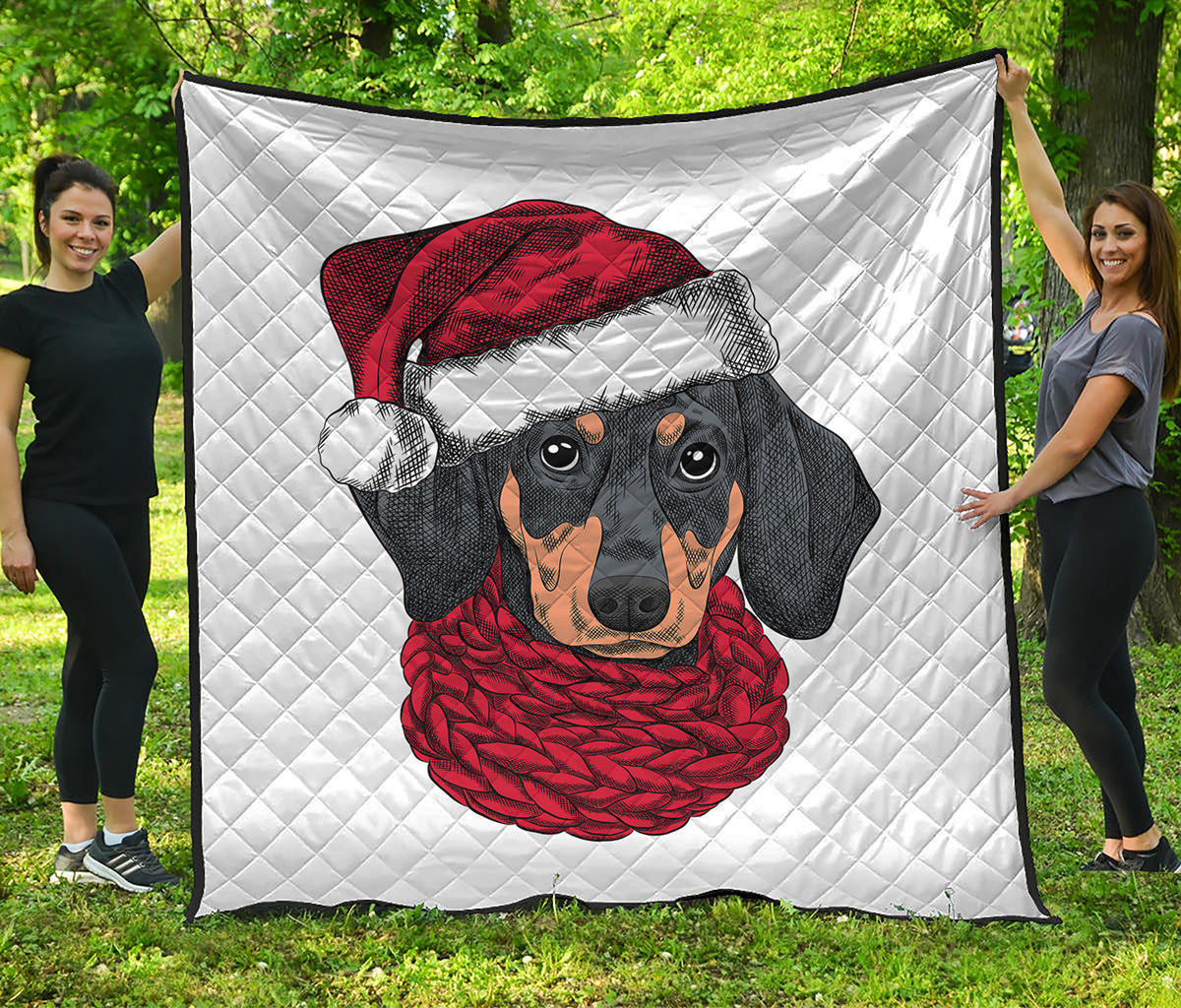 Christmas Santa Dachshund Print Quilt