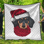 Christmas Santa Dachshund Print Quilt