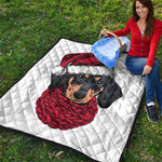 Christmas Santa Dachshund Print Quilt