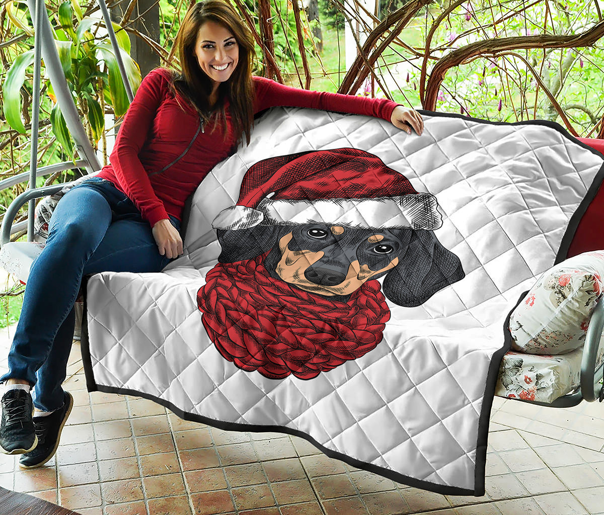 Christmas Santa Dachshund Print Quilt