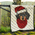 Christmas Santa Dachshund Print Quilt