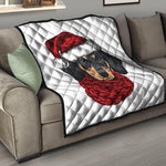 Christmas Santa Dachshund Print Quilt