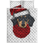 Christmas Santa Dachshund Print Quilt Bed Set