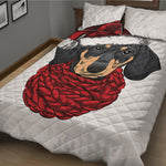 Christmas Santa Dachshund Print Quilt Bed Set