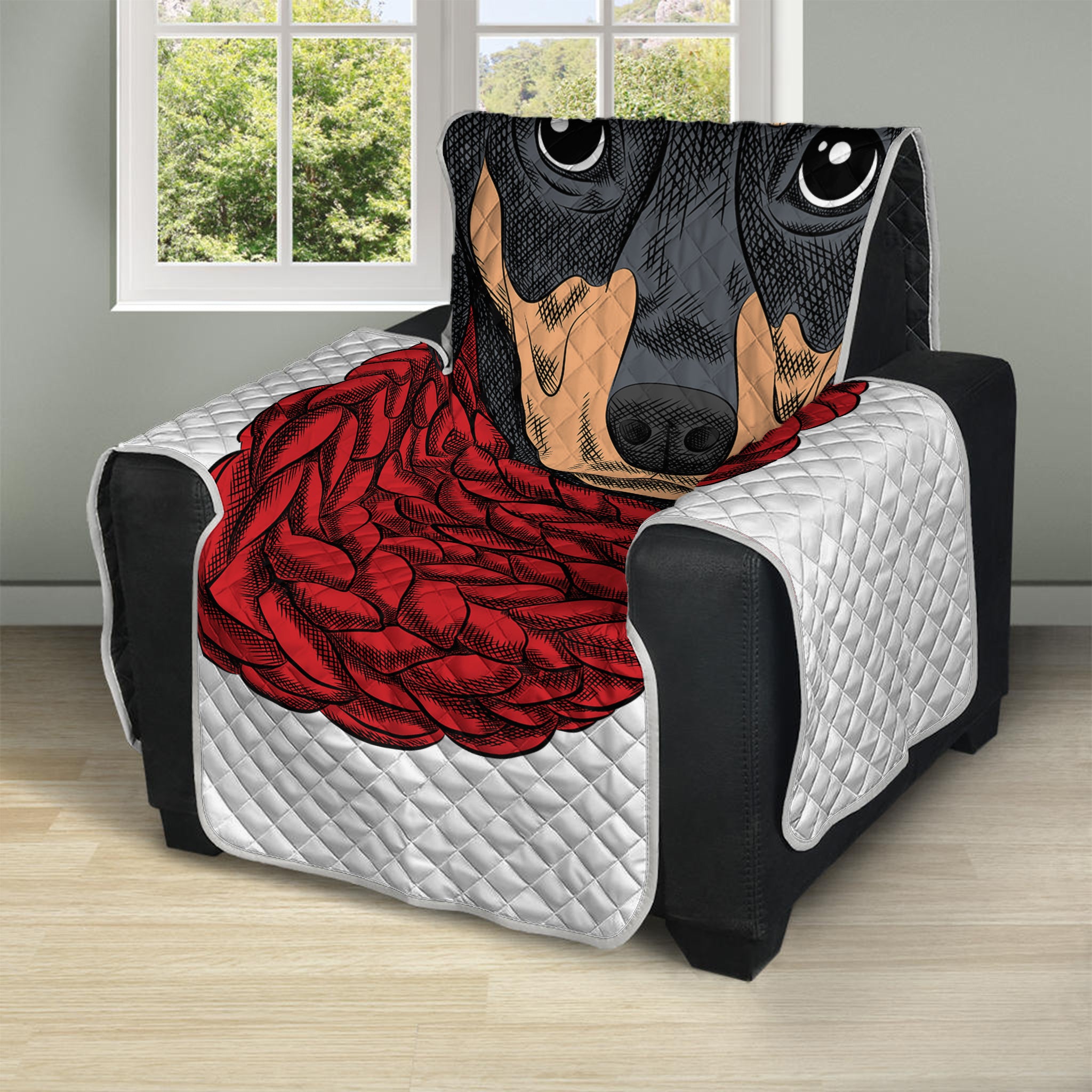 Christmas Santa Dachshund Print Recliner Protector