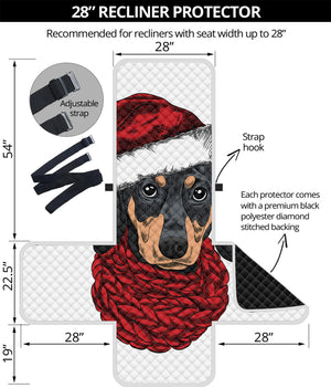 Christmas Santa Dachshund Print Recliner Protector