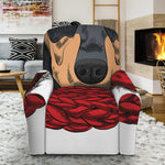 Christmas Santa Dachshund Print Recliner Slipcover