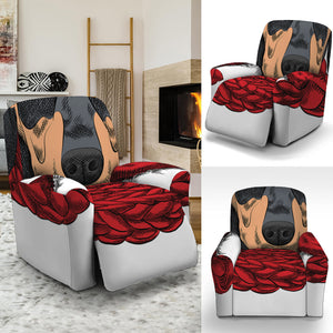 Christmas Santa Dachshund Print Recliner Slipcover