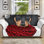 Christmas Santa Dachshund Print Sofa Protector