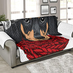 Christmas Santa Dachshund Print Sofa Protector