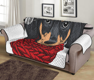 Christmas Santa Dachshund Print Sofa Protector