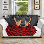 Christmas Santa Dachshund Print Sofa Protector