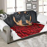 Christmas Santa Dachshund Print Sofa Protector