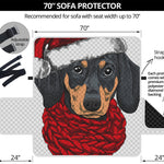 Christmas Santa Dachshund Print Sofa Protector