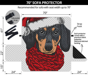 Christmas Santa Dachshund Print Sofa Protector