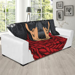 Christmas Santa Dachshund Print Sofa Slipcover