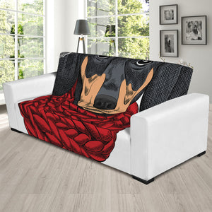 Christmas Santa Dachshund Print Sofa Slipcover