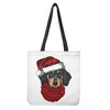 Christmas Santa Dachshund Print Tote Bag