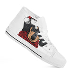 Christmas Santa Dachshund Print White High Top Shoes