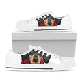Christmas Santa Dachshund Print White Low Top Sneakers