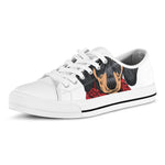 Christmas Santa Dachshund Print White Low Top Shoes