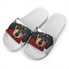 Christmas Santa Dachshund Print White Slide Sandals