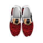 Christmas Santa Dachshund Print White Slip On Shoes