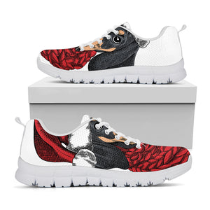 Christmas Santa Dachshund Print White Sneakers