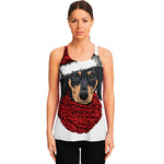 Christmas Santa Dachshund Print Women's Racerback Tank Top