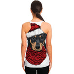 Christmas Santa Dachshund Print Women's Racerback Tank Top