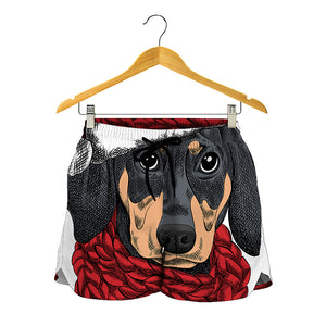 Christmas Santa Dachshund Print Women's Shorts